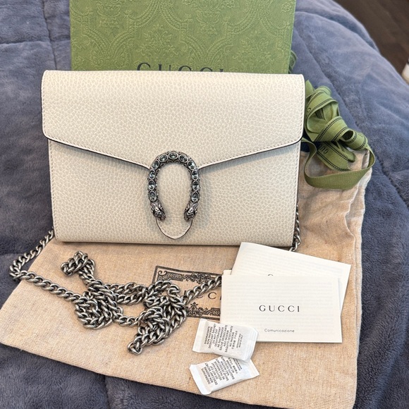 Gucci Handbags - Gucci Dionysus White Leather Wallet On Chain *BRAND NEW*